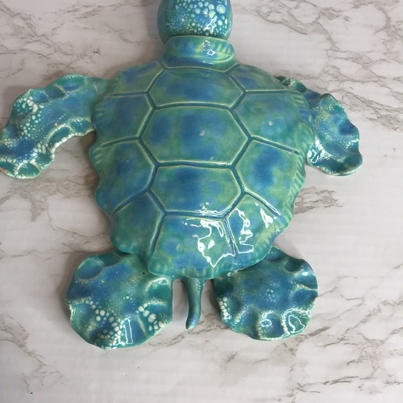 Ceramic colorful green turtle pottery figure home decor beach theme - Picture 8 of 12